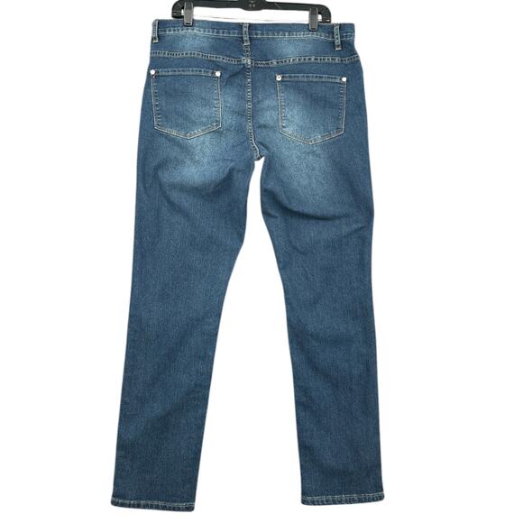 VENUS Blue Five-Pocket Belt Loops Diamond Button Closure Straight Leg Jeans 16 - Picture 2 of 7